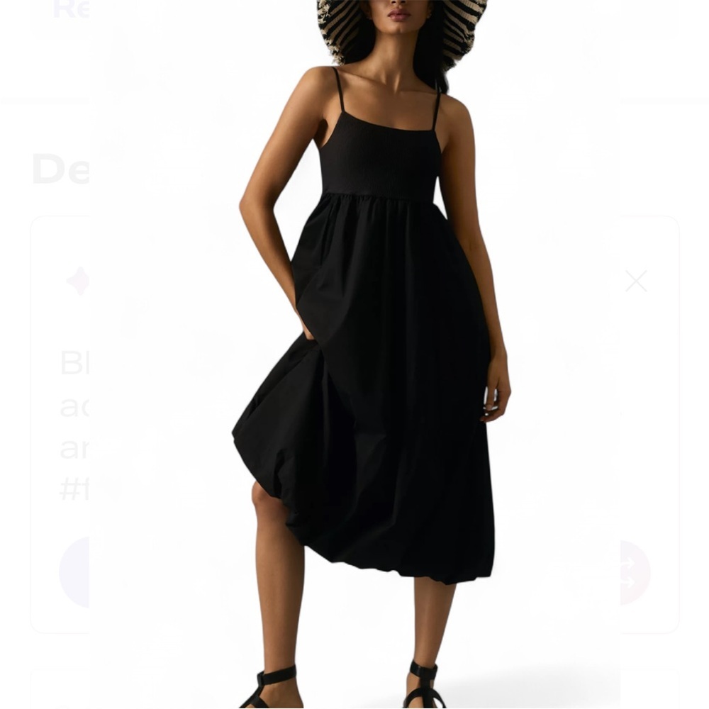 Anthropologie Maeve Sleeveless Black Bubble Midi Dress. Medium
